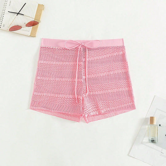 Damen Sportliche Badeshorts mit flexiblem Bund und modischem Wellenmuster