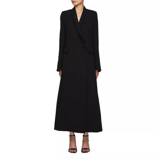 Damen Doppeltreihiger Maxi-Blazer-Mantel mit schlanker Silhouette Nord Taschen