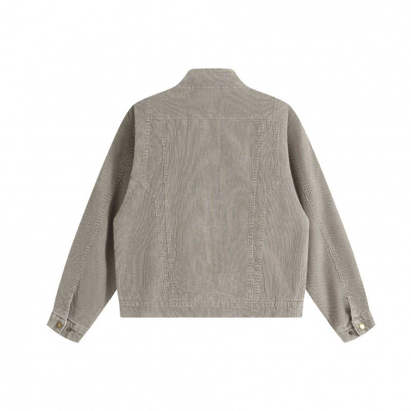 Unisex Cord-Boxy-Blouson mit Stehkragen, verdeckter Druckknopfleiste und aufgesetzten Schubtaschen Nord Taschen