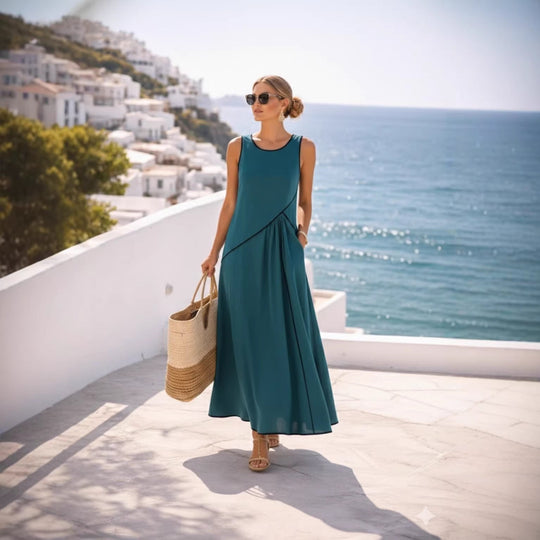 Damen Maxikleid mit fließendem Schnitt und asymmetrischem Design