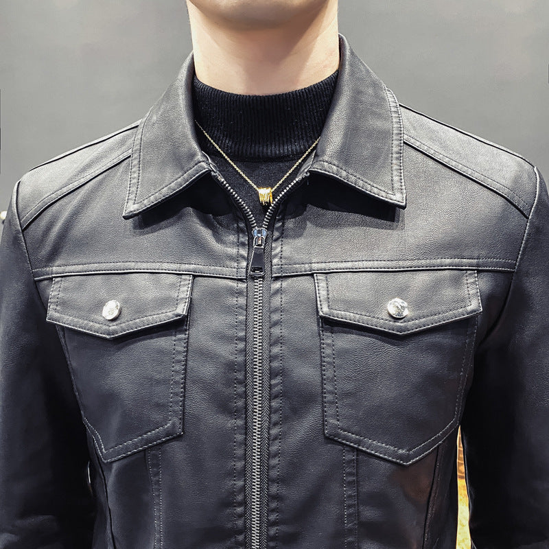 Herren Lederoptik-Truckerjacke mit Reißverschluss, Pattentaschen und taillierter Silhouette Nord Taschen