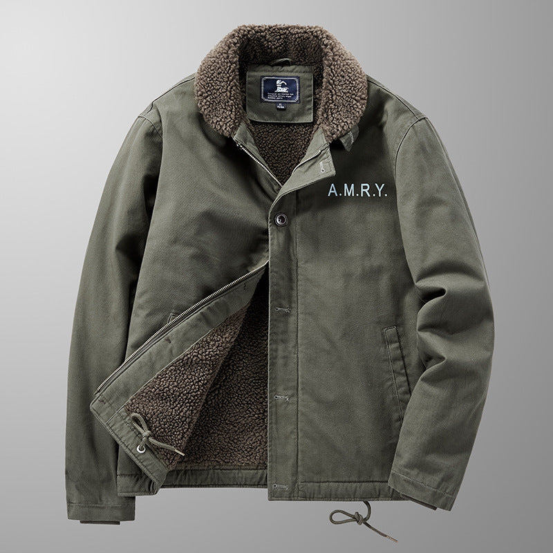 Herren Canvas-Arbeitsjacke mit Sherpa‑Futter, Thermo‑Innenlage und Kordelzugsaum Nord Taschen