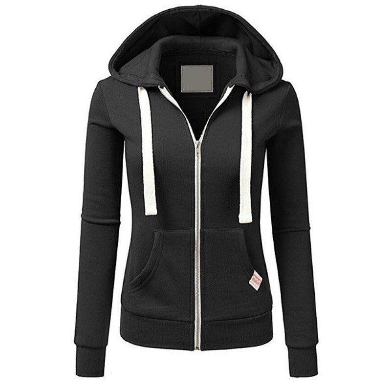 Damen Kapuzenjacke mit Reißverschluss taillierter Sweatshirt-Hoodie aus Baumwollmischung Nord Taschen