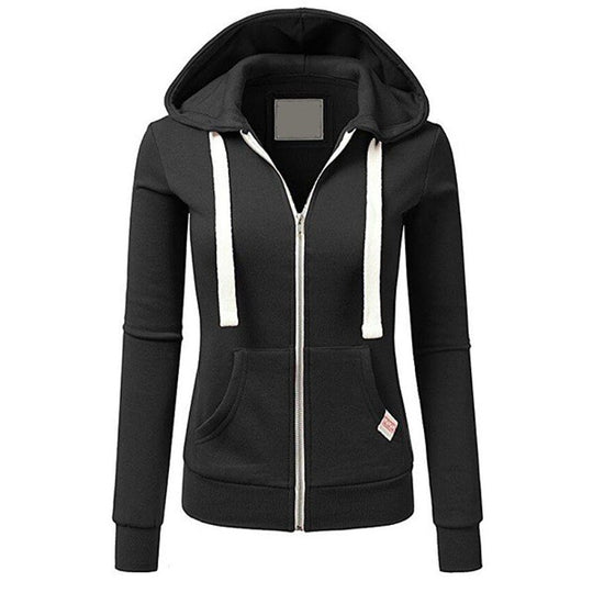 Damen Kapuzenjacke mit Reißverschluss taillierter Sweatshirt-Hoodie aus Baumwollmischung Nord Taschen