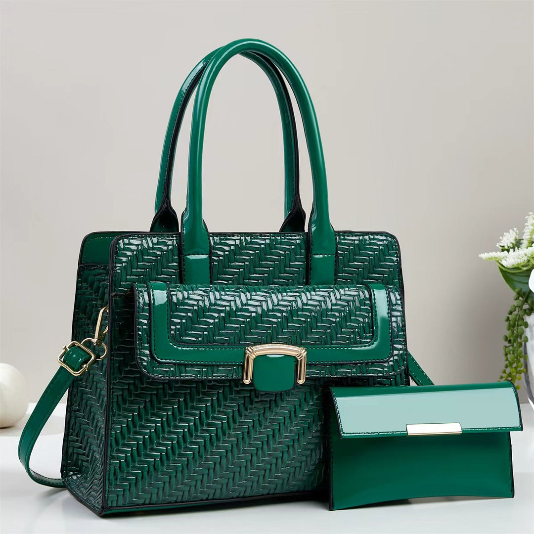 Damen elegante Handtasche mit strukturiertem Metallikdesign und abnehmbarer Clutch Nord Taschen