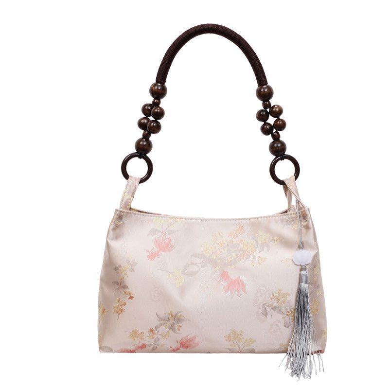 Damen elegante Umhängetasche mit einzigartigem Blumenmuster und modischen Holzgriffen Nord Taschen