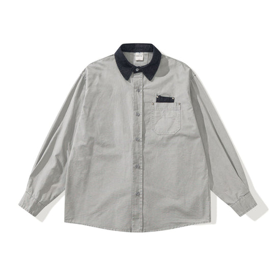 Herren Oversize‑Hemdjacke mit kontrastierendem Cordkragen und dekorativer Brusttasche Nord Taschen