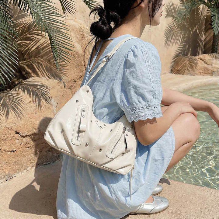 Damen Hobo-Tasche mit markanten Reißverschlüssen Nord Taschen