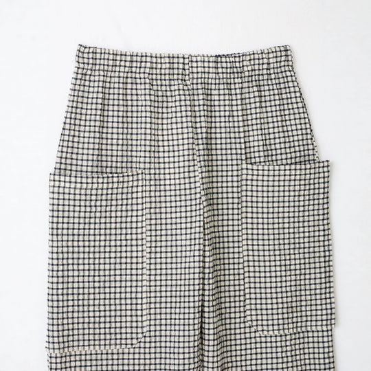 Damen Karierte Baumwollhose mit elastischem Bund und aufgesetzten Taschen Nord Taschen