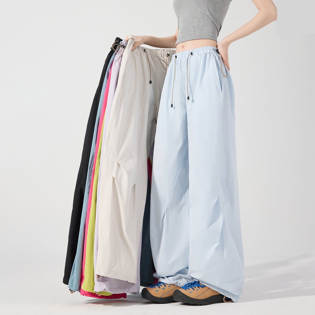 Damen weite technische Cargohose mit Kordelzugbund Nord Taschen