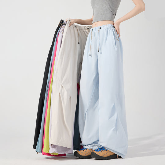 Damen weite technische Cargohose mit Kordelzugbund Nord Taschen