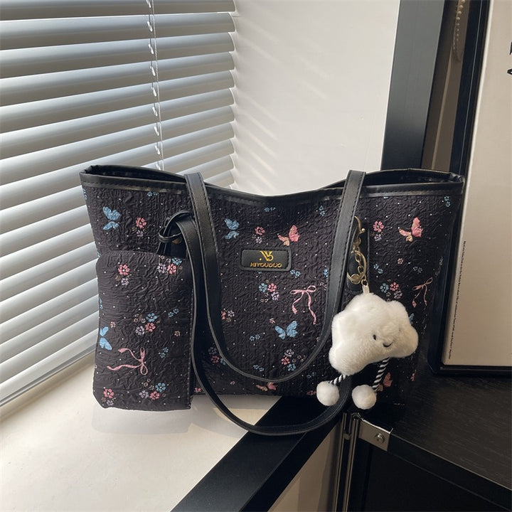 Damen modische Strandtasche mit floralem Stickmuster und separatem Kosmetiktäschchen Nord Taschen