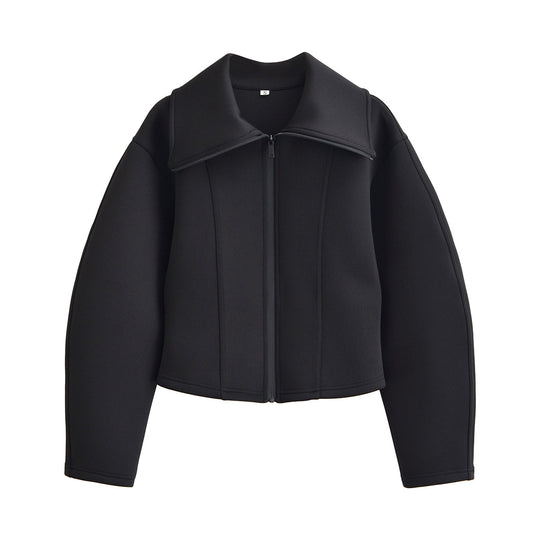 Damen 100+ taillierte Cropped Neoprenblousonjacke mit übergroßem Kragen Nord Taschen