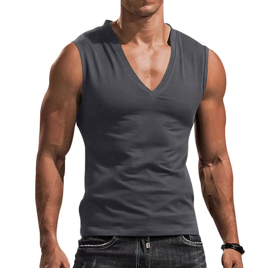 Herren Ärmelloses Fitness-T-Shirt mit V-Ausschnitt aus atmungsaktivem Material