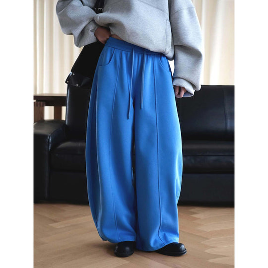 Damen Weite Sweatpants mit hoher Taille und mittiger Bügelfalte Nord Taschen