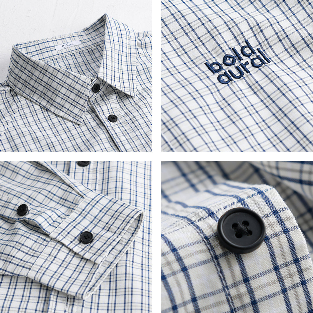 Herren Baumwoll-Overshirt mit feinem Gitterkaro und Kentkragen Nord Taschen