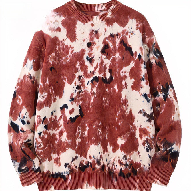 Herren Oversized Batik-Pullover mit Rundhalsausschnitt und Rippbündchen Nord Taschen