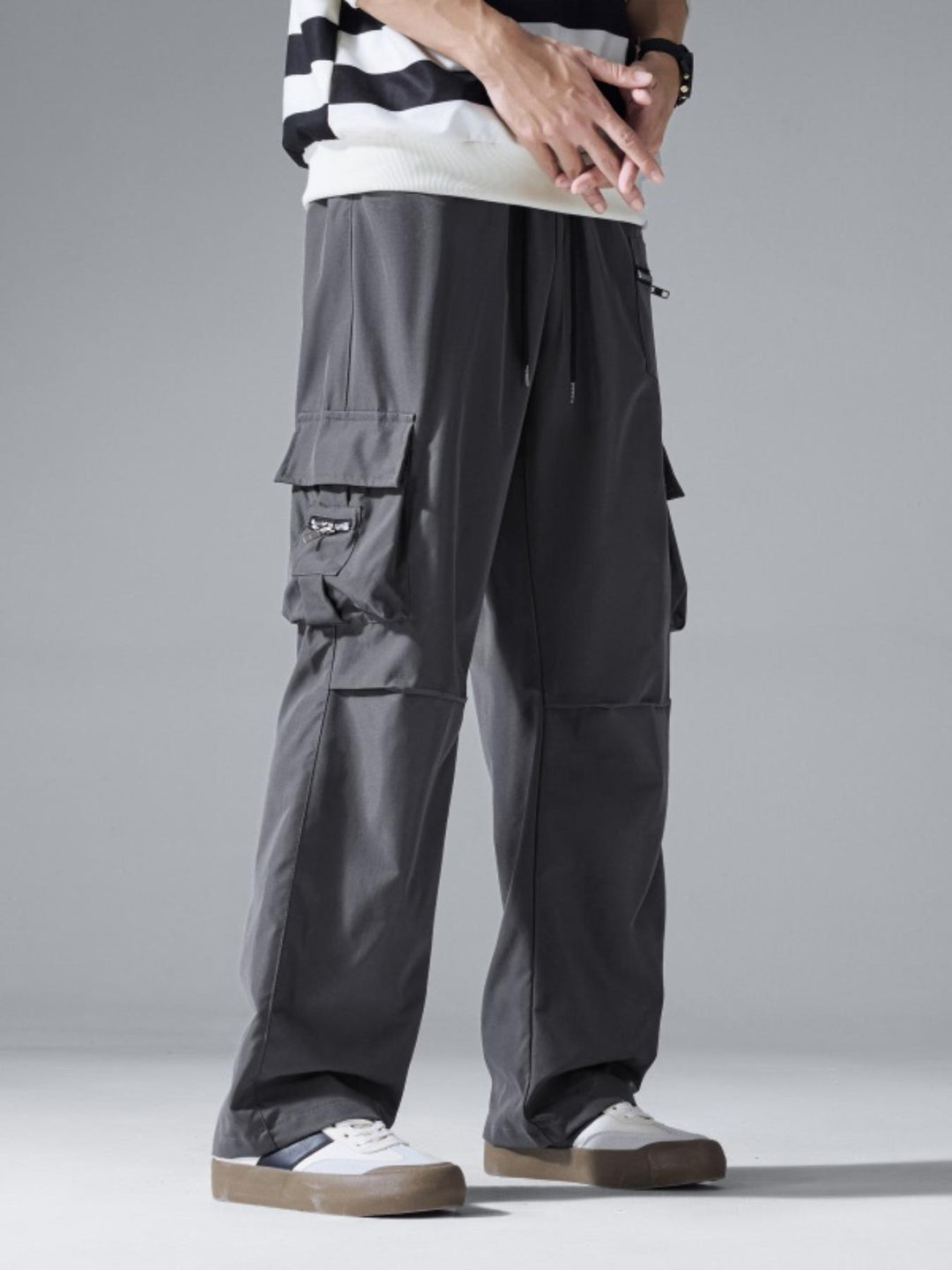 Herren Baggy‑Utility‑Cargohose mit Mehrfachtaschen, verstärkten Knieeinsätzen & Kordelbund Nord Taschen