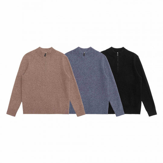 Herren Strukturstrick-Pullover mit Halbreißverschluss, Stehkragen und Oversize-Silhouette Nord Taschen