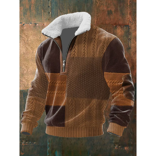 Herren Urbaner Fleece Pullover mit Baum-Motiv Nord Taschen