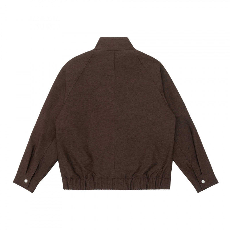 Herren Boxy-Zip-Blouson aus meliertem Strickstoff mit gestreifter Kragenfütterung und elastischem Saum Nord Taschen