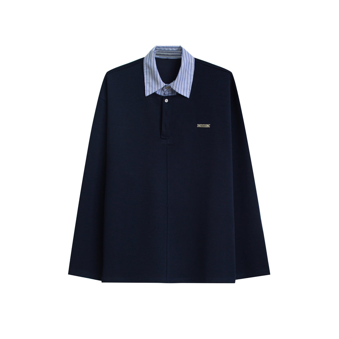 Herren Lässiges Poloshirt mit Langarm und Knopfleiste Nord Taschen