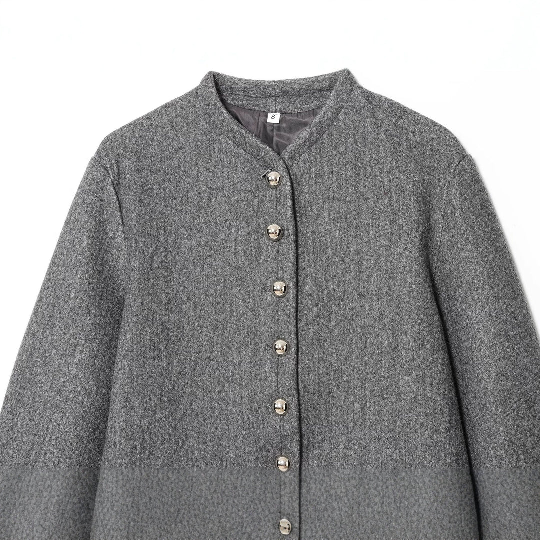 Damen Kurzjacke aus Wollmix mit Rundhals und Zierknopfleiste Nord Taschen