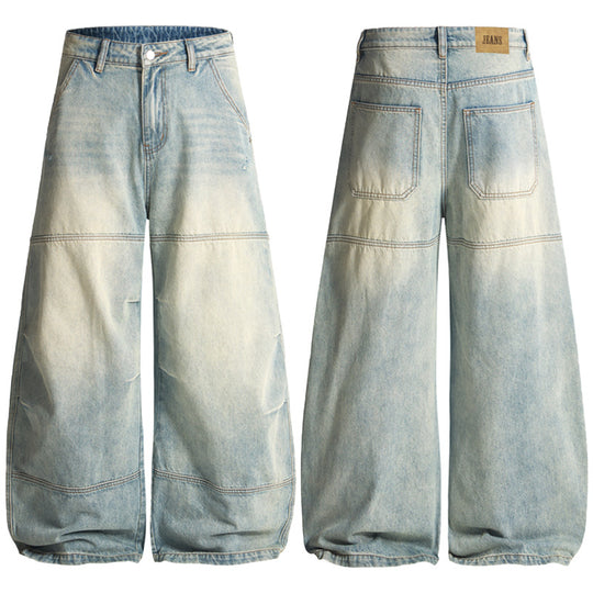 Herren Superweite Denim-Palazzo-Hose mit segmentierten Nähten und voluminöser Silhouette Nord Taschen