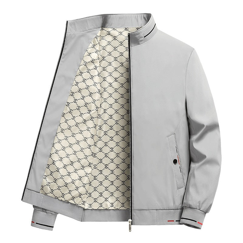 Men's  patterned-lined funnel-collar zip-up casual jacket Nord Taschen