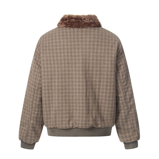 Herren Kurzer Boxy-Blouson im Wollmix mit Teddykragen und Karosteppung Nord Taschen