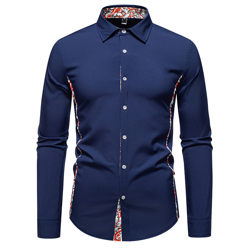 Herren Elegantes tailliertes Business-Hemd mit kontrastierter Innenblende und Paisley-Detail Nord Taschen