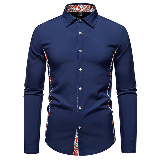 Herren Elegantes tailliertes Business-Hemd mit kontrastierter Innenblende und Paisley-Detail Nord Taschen