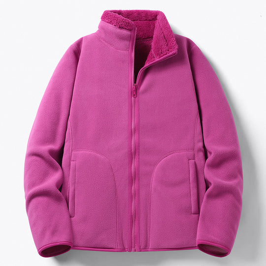 Damen Gefütterte Fleece-Jacke mit Teddyfutter, Stehkragen & durchgehendem Reißverschluss Nord Taschen