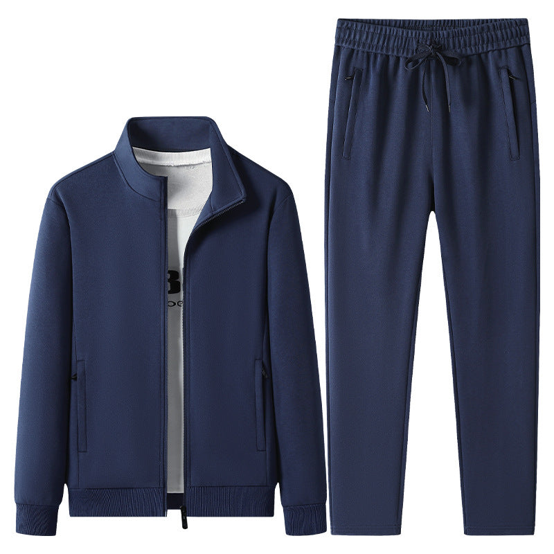 Herren Jogginganzug-Set aus Baumwollmix mit Stehkragen Reißverschlussjacke und Kordelbundhose Nord Taschen