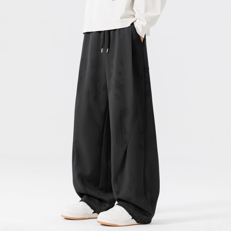 Herren Extraweite Relax-Freizeithose aus French-Terry mit Tunnelzug, Bügelfalten & Oversize-Bein Nord Taschen