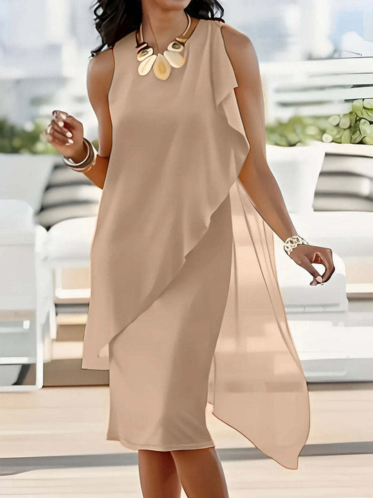 Damen asymmetrisches Chiffonkleid mit fließendem Schnitt