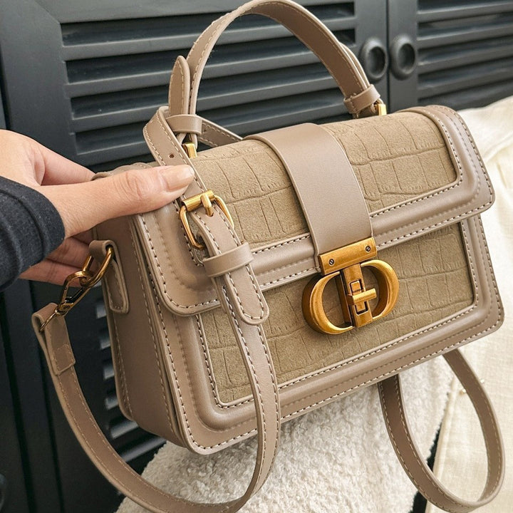 Damen elegante Handtasche mit Krokodilprägung und goldenen Akzenten Nord Taschen