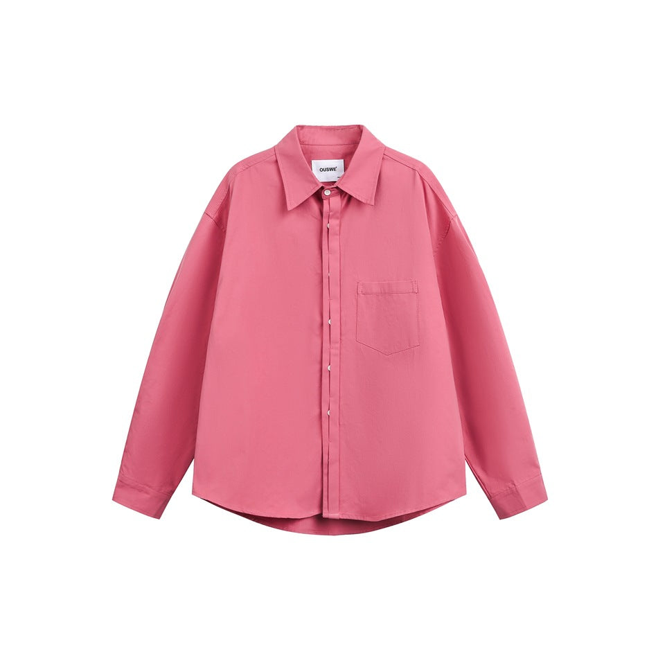 Damen Oversize‑Hemdbluse mit Brusttasche und verdeckter Knopfleiste Nord Taschen