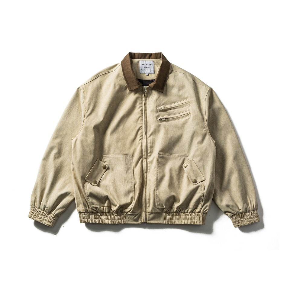 Herren Boxy-Canvas-Blousonjacke im Utility-Look mit Cordkragen und Zip-Brusttaschen Nord Taschen