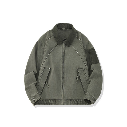 Herren Canvas-Bomberjacke im Vintage-Look mit Raglanärmeln und elastischem Saum Nord Taschen