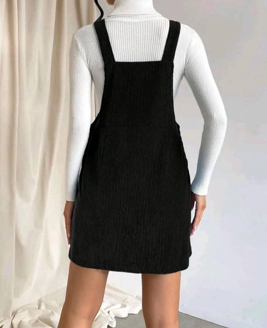Damen Cord-Latzkleid mit verstellbaren Trägern, Seitlicher Druckknopfleiste und feinem Ripp-Effekt Nord Taschen