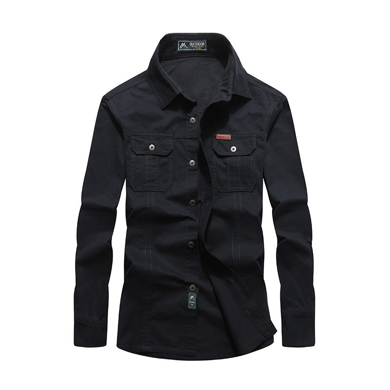 Herren robustes Canvas-Overshirt mit Brustpattentaschen, Hemdkragen und Utility-Details Nord Taschen