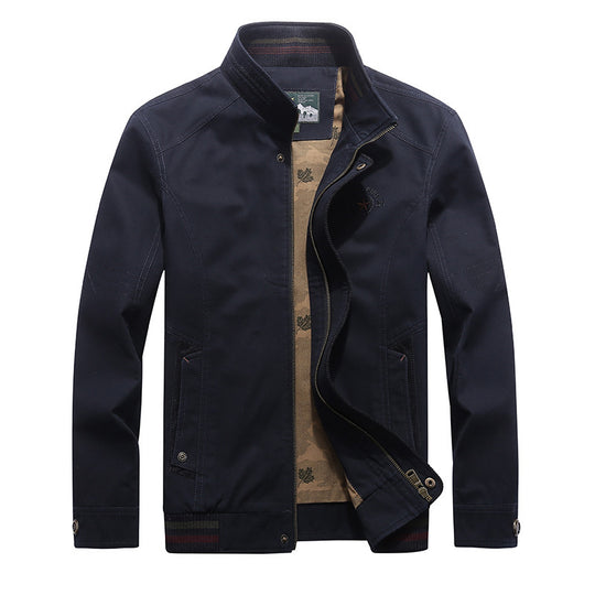 Herren Canvas-Fieldjacke mit Stehkragen, Zipper und gestreiftem Rippbund Nord Taschen