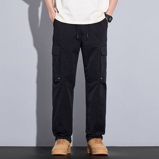 Herren Leichte Cargo-Freizeithose mit Tunnelzug, Multifachtaschen und geradem Schnitt Nord Taschen
