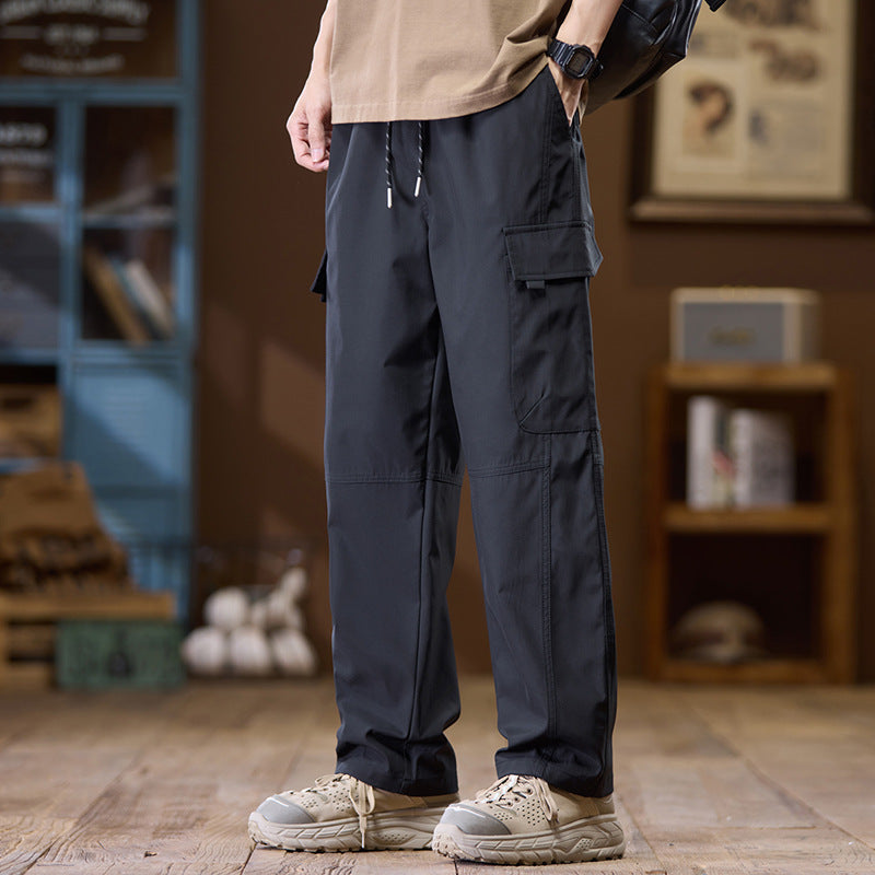 Herren Leichte Technical Cargo-Hose mit geradem Bein, Multifachtaschen und Kordelbund Nord Taschen