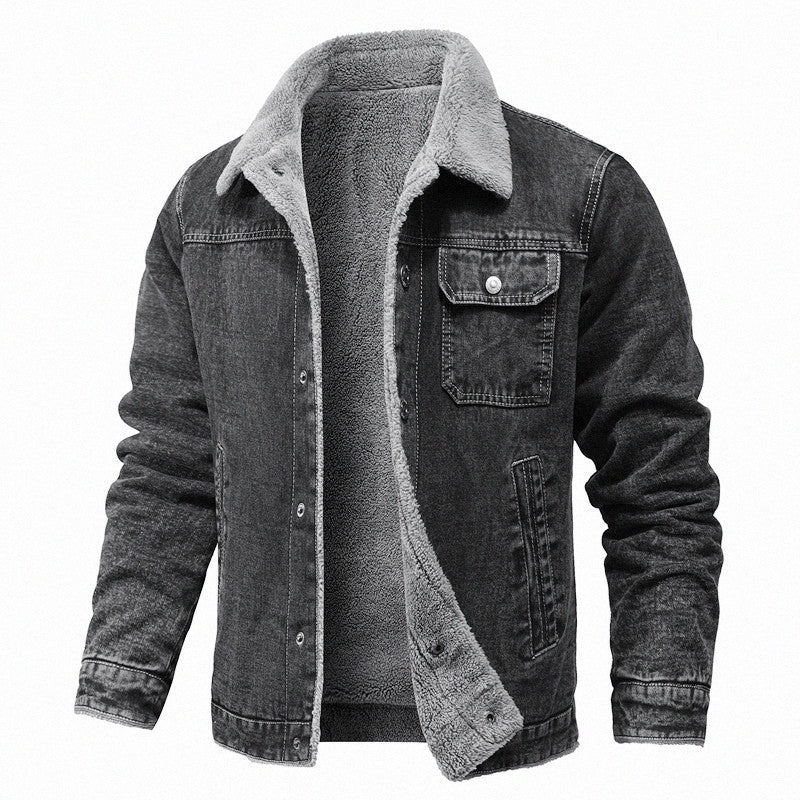 Herren Sherpa-gefütterte Denimjacke mit Teddyfutter und Brusttasche Nord Taschen