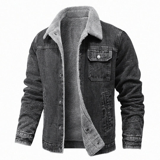 Herren Sherpa-gefütterte Denimjacke mit Teddyfutter und Brusttasche Nord Taschen