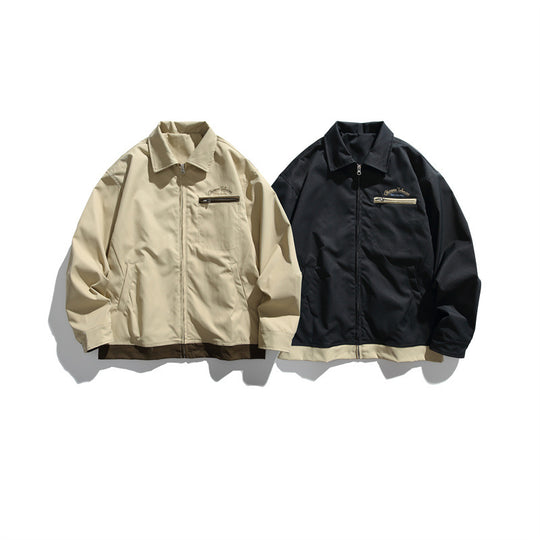 Unisex Boxy-Übergangsblousonjacke mit durchgehendem Reißverschluss, Brustzippertasche und kontrastiertem Rippsaum Nord Taschen