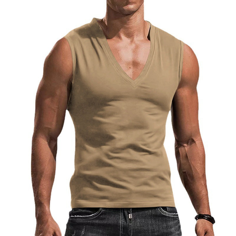 Herren Ärmelloses Fitness-T-Shirt mit V-Ausschnitt aus atmungsaktivem Material