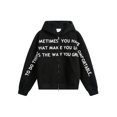 Unisex Oversize Kapuzen-Zipjacke mit Zwei-Wege-Reißverschluss und Statement-Print Nord Taschen